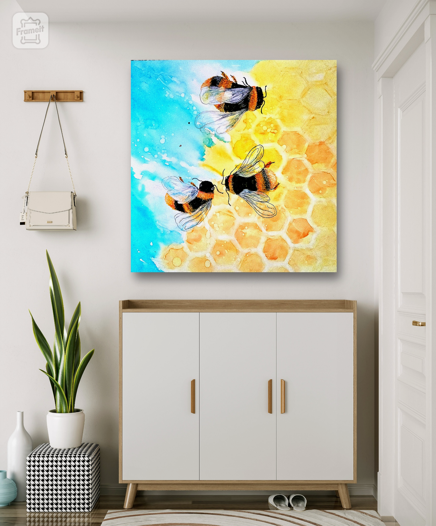 Bee-lieve Alcohol Ink Limited Edition Giclee Print by The Artful Lynk, Lynda Krupa Original Alcohol Ink Art