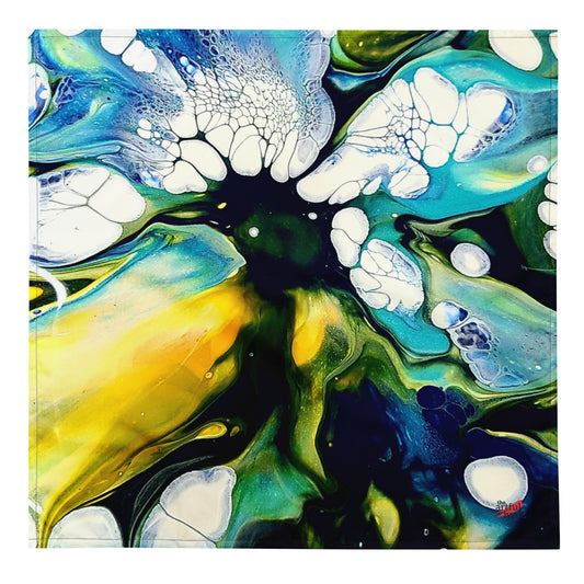 An Abstract Floral all over printed bandana is perfect for you or your furry friend by The Artful Lynk, Fine Art by Lynda Krupa, perfect as a gift or keep for yourself.
