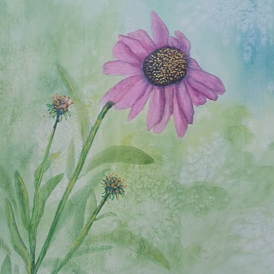 Video showcasing the watercolor on canvas of "Bloom where you are planted" by artist Lynda Krupa, The Artful Lynk