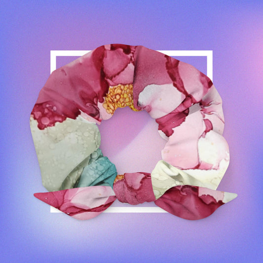 Peony Alcohol Ink Recycled Scrunchie